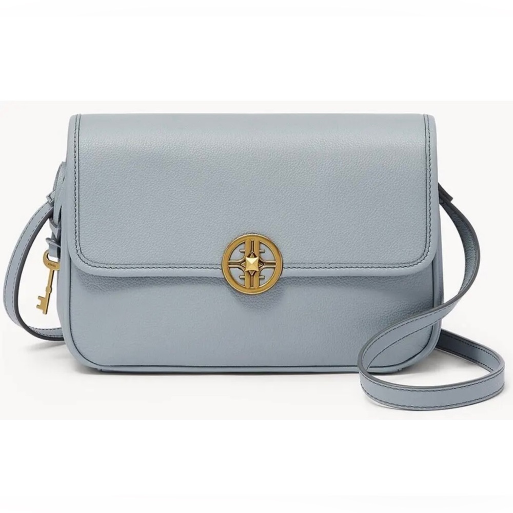 Fossil Jasmine Flap Crossbody Shoulder Bag Blue Leather SHB3011180 NWT $200 FS